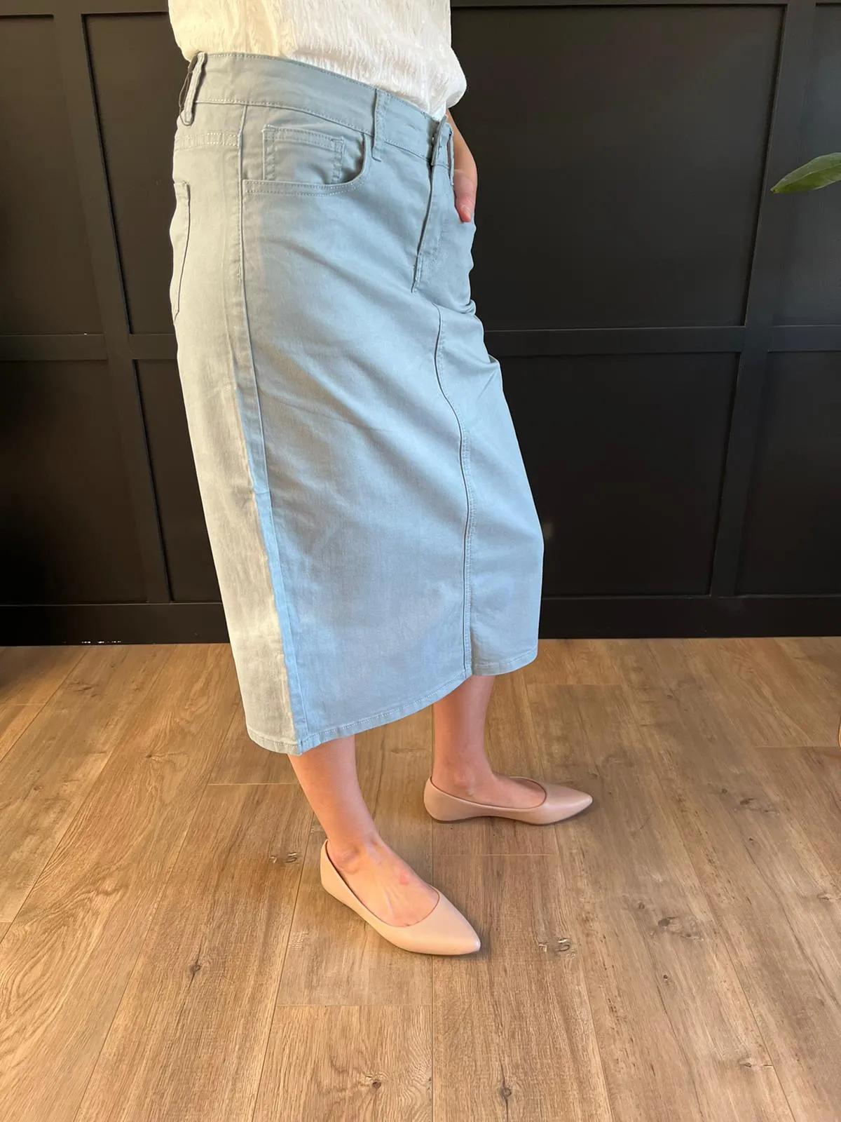 Remi Robin Light Blue Midi Skirt 29 inches long
