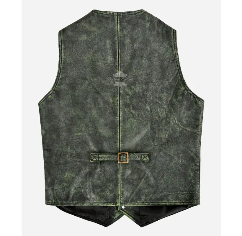 ROCK PUNK Leather Vest Men's Biker Fashion Classic Waistcoat