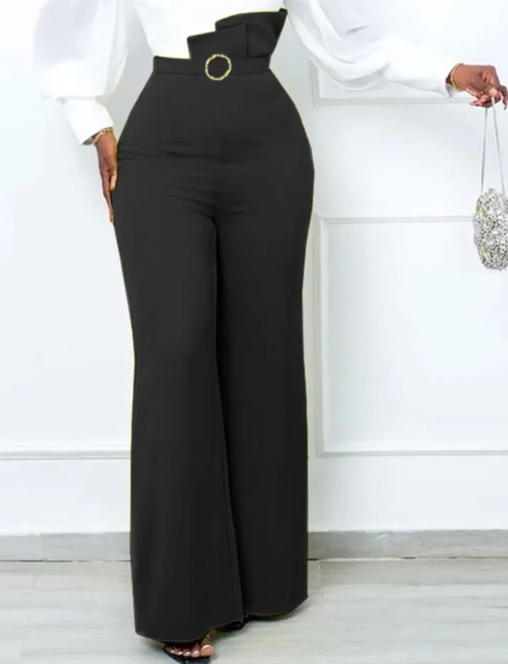 Ruffle High Waist Bell Bottom flare  Long pants