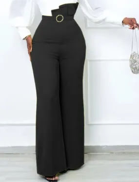 Ruffle High Waist Bell Bottom flare  Long pants