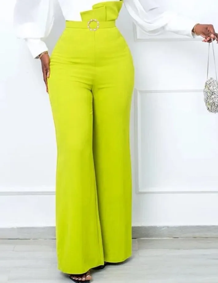 Ruffle High Waist Bell Bottom flare  Long pants