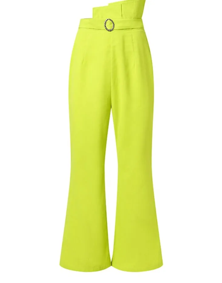 Ruffle High Waist Bell Bottom flare  Long pants