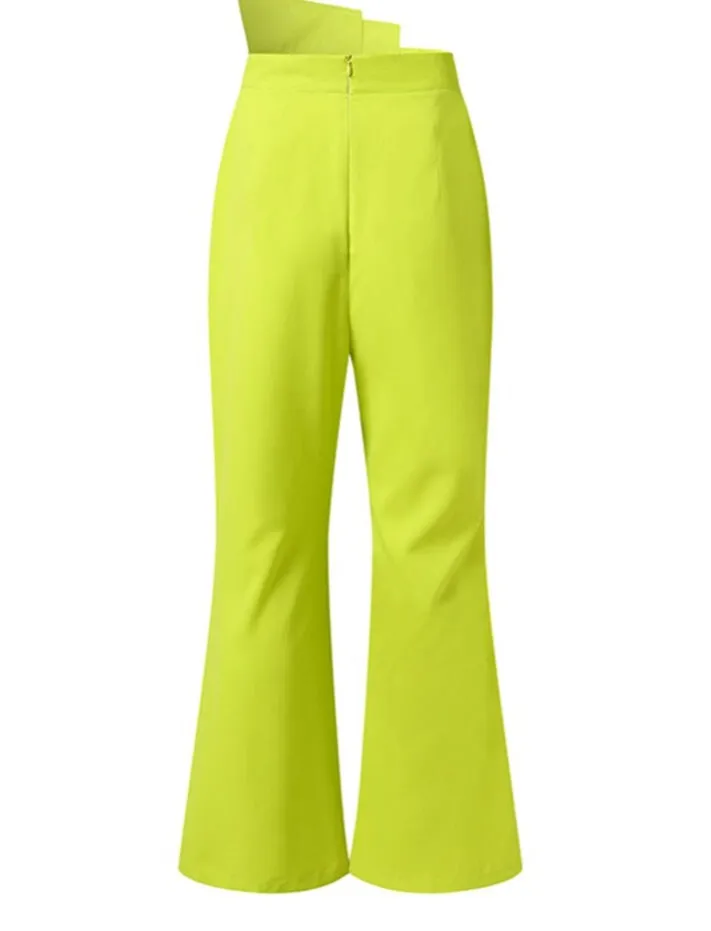 Ruffle High Waist Bell Bottom flare  Long pants