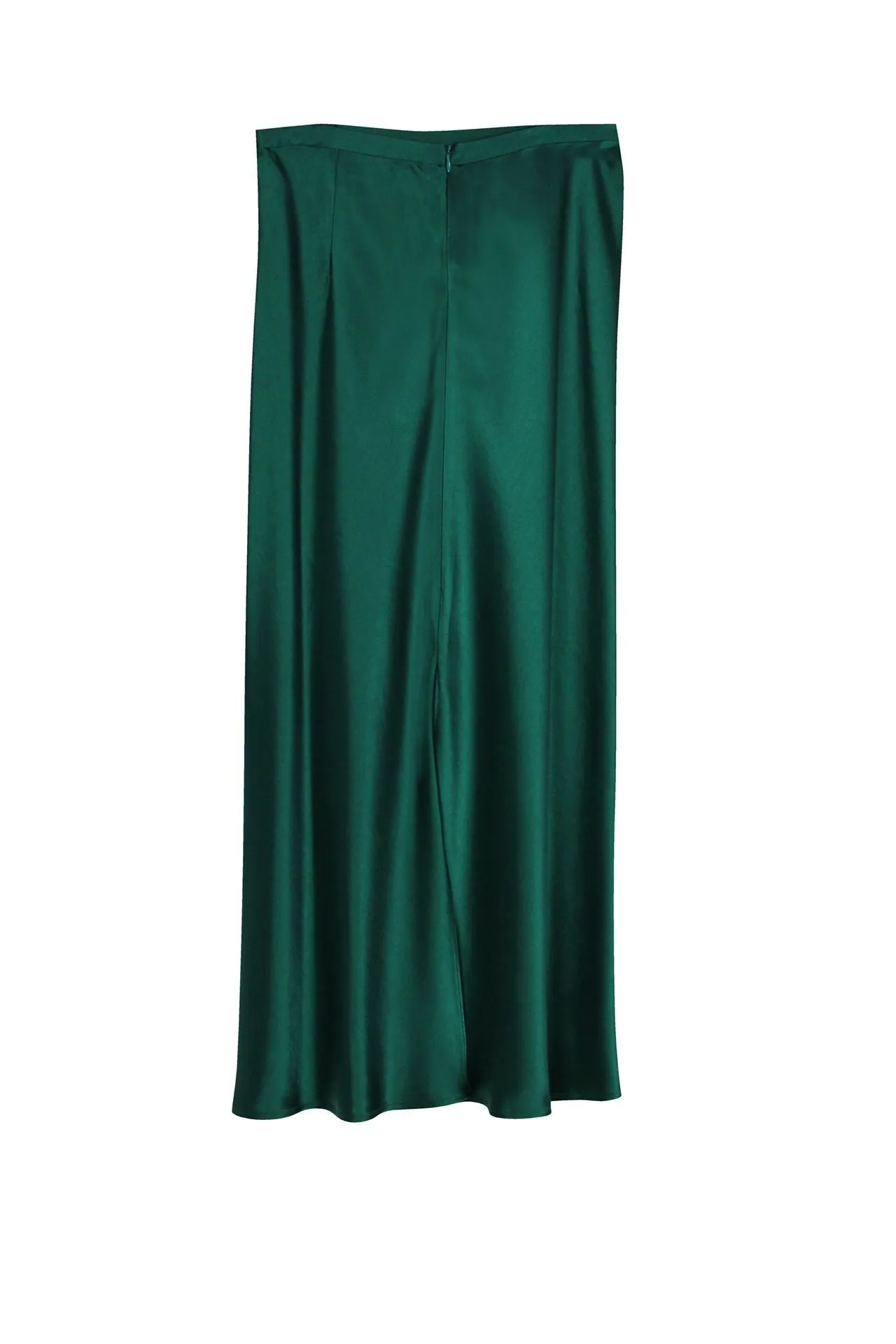 Satin Bias Midi Skirt Green
