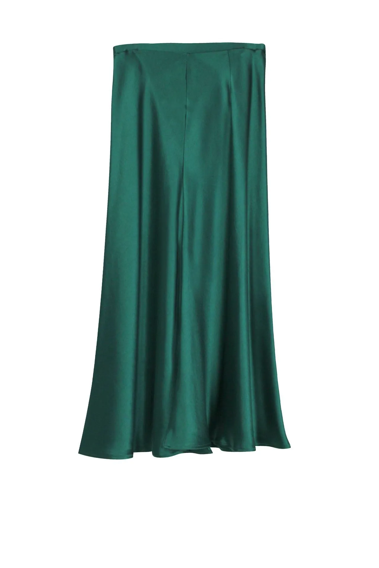 Satin Bias Midi Skirt Green