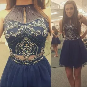 Short Navy Blue Prom Dress For Teens | Freshmen Homecoming Dress