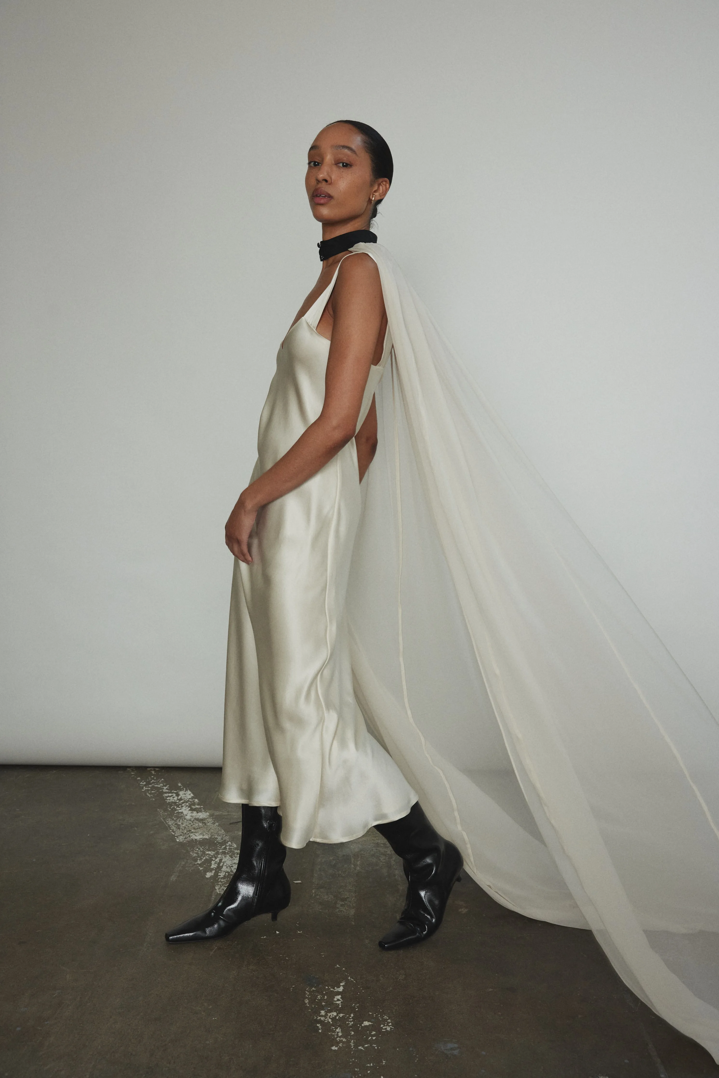 Silk Chiffon Choker Cape