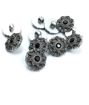 Silver Flower Shape Down Hole Polyester Button (Wholesale)