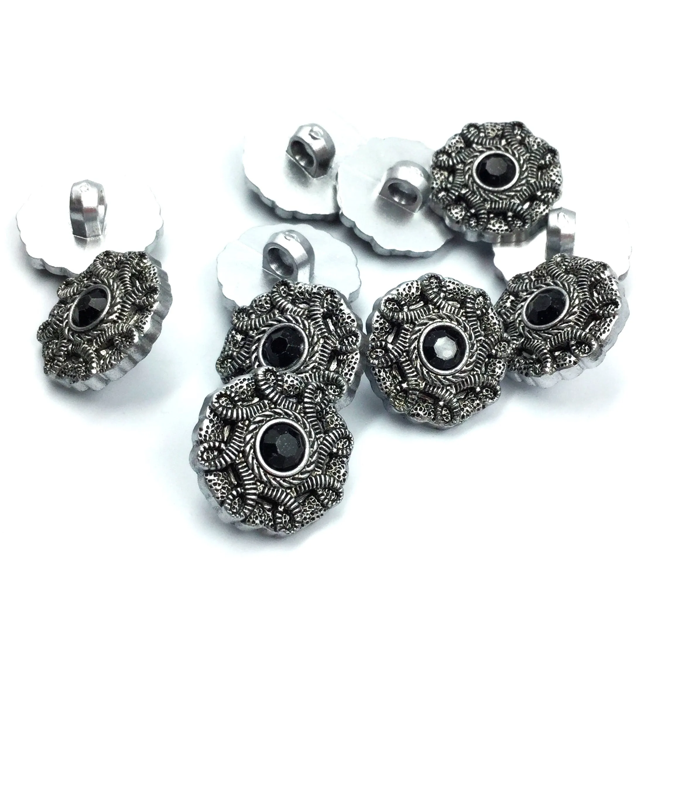 Silver Flower Shape Down Hole Polyester Button (Wholesale)