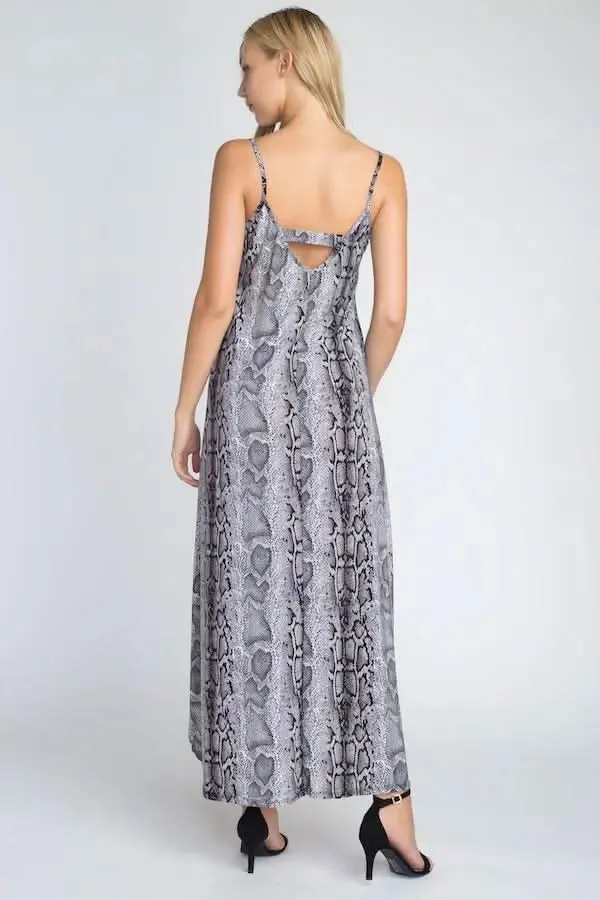 Snakeskin Chic Flowy Maxi Tank Dress for Women