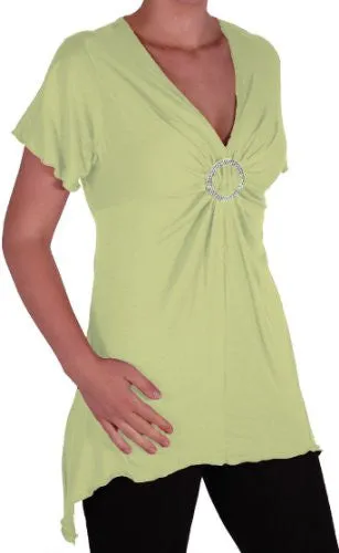Solange Asymmetrical Short Sleeve V Neck Top