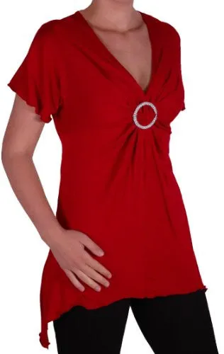 Solange Asymmetrical Short Sleeve V Neck Top