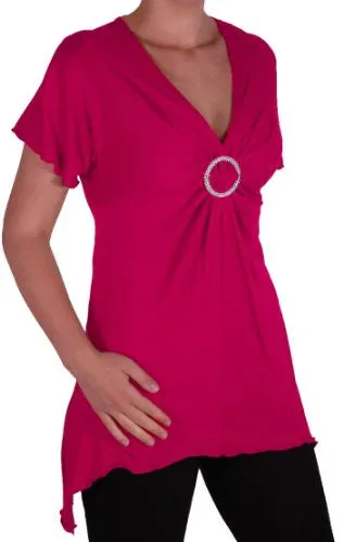 Solange Asymmetrical Short Sleeve V Neck Top