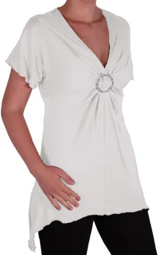 Solange Asymmetrical Short Sleeve V Neck Top