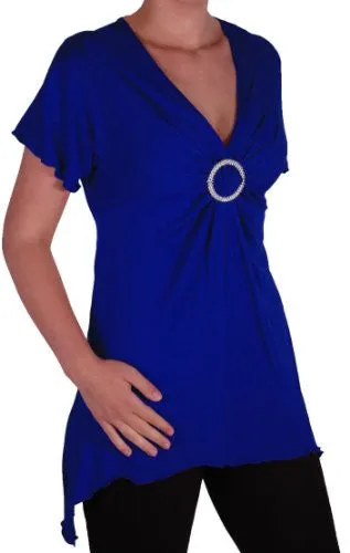 Solange Asymmetrical Short Sleeve V Neck Top