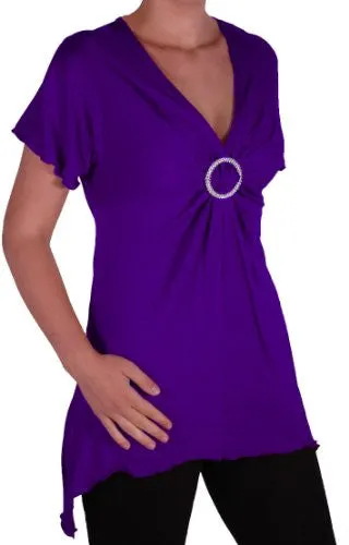Solange Asymmetrical Short Sleeve V Neck Top