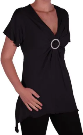 Solange Asymmetrical Short Sleeve V Neck Top