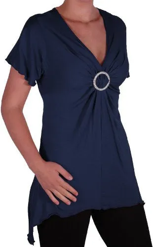 Solange Asymmetrical Short Sleeve V Neck Top