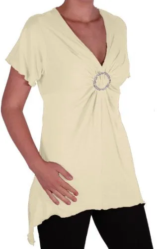 Solange Asymmetrical Short Sleeve V Neck Top
