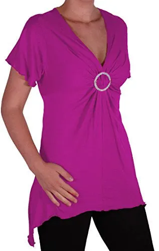 Solange Asymmetrical Short Sleeve V Neck Top