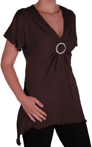 Solange Asymmetrical Short Sleeve V Neck Top