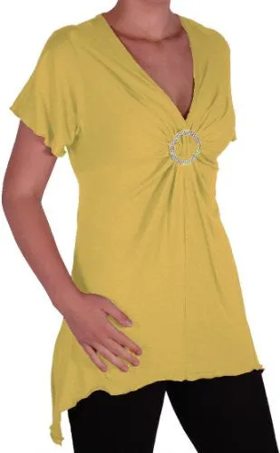 Solange Asymmetrical Short Sleeve V Neck Top