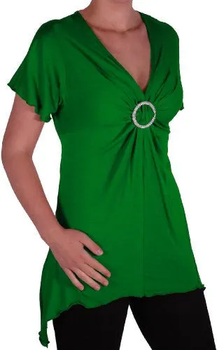Solange Asymmetrical Short Sleeve V Neck Top