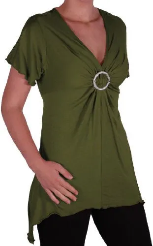 Solange Asymmetrical Short Sleeve V Neck Top