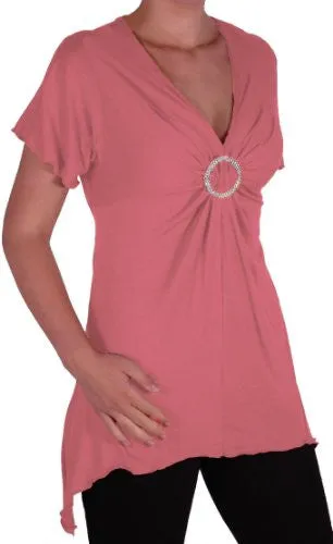 Solange Asymmetrical Short Sleeve V Neck Top