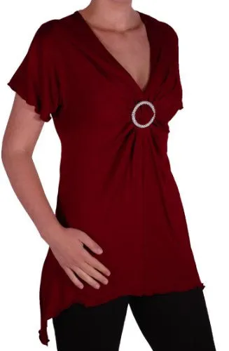 Solange Asymmetrical Short Sleeve V Neck Top