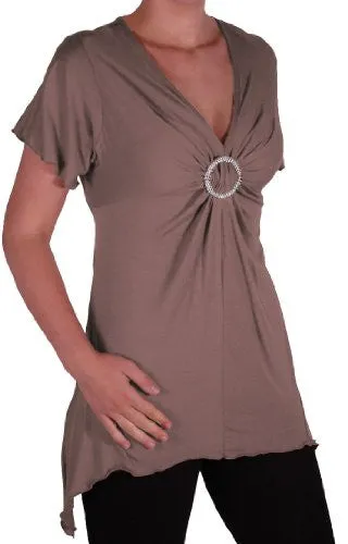 Solange Asymmetrical Short Sleeve V Neck Top