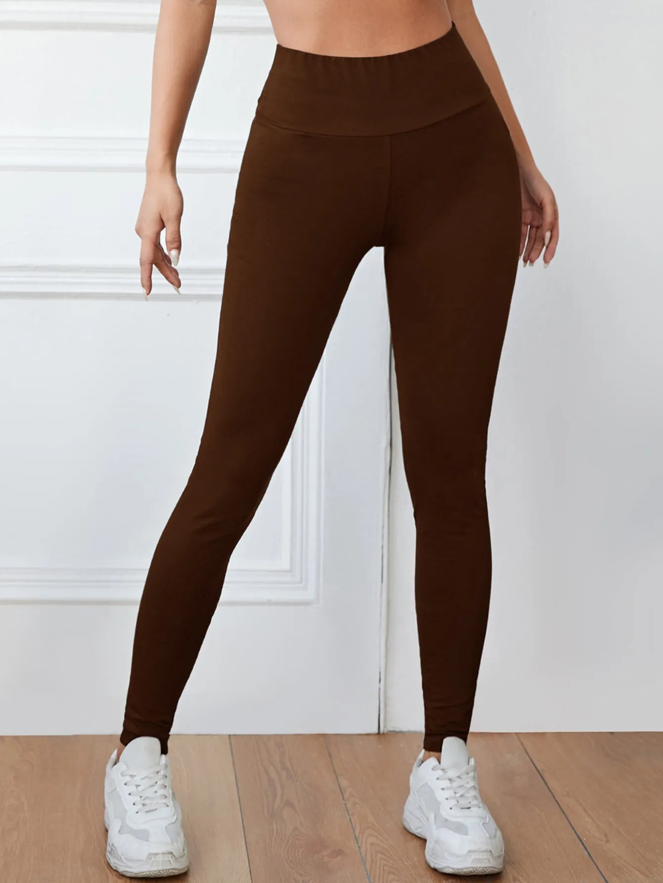 Solid Wide Waistband Leggings