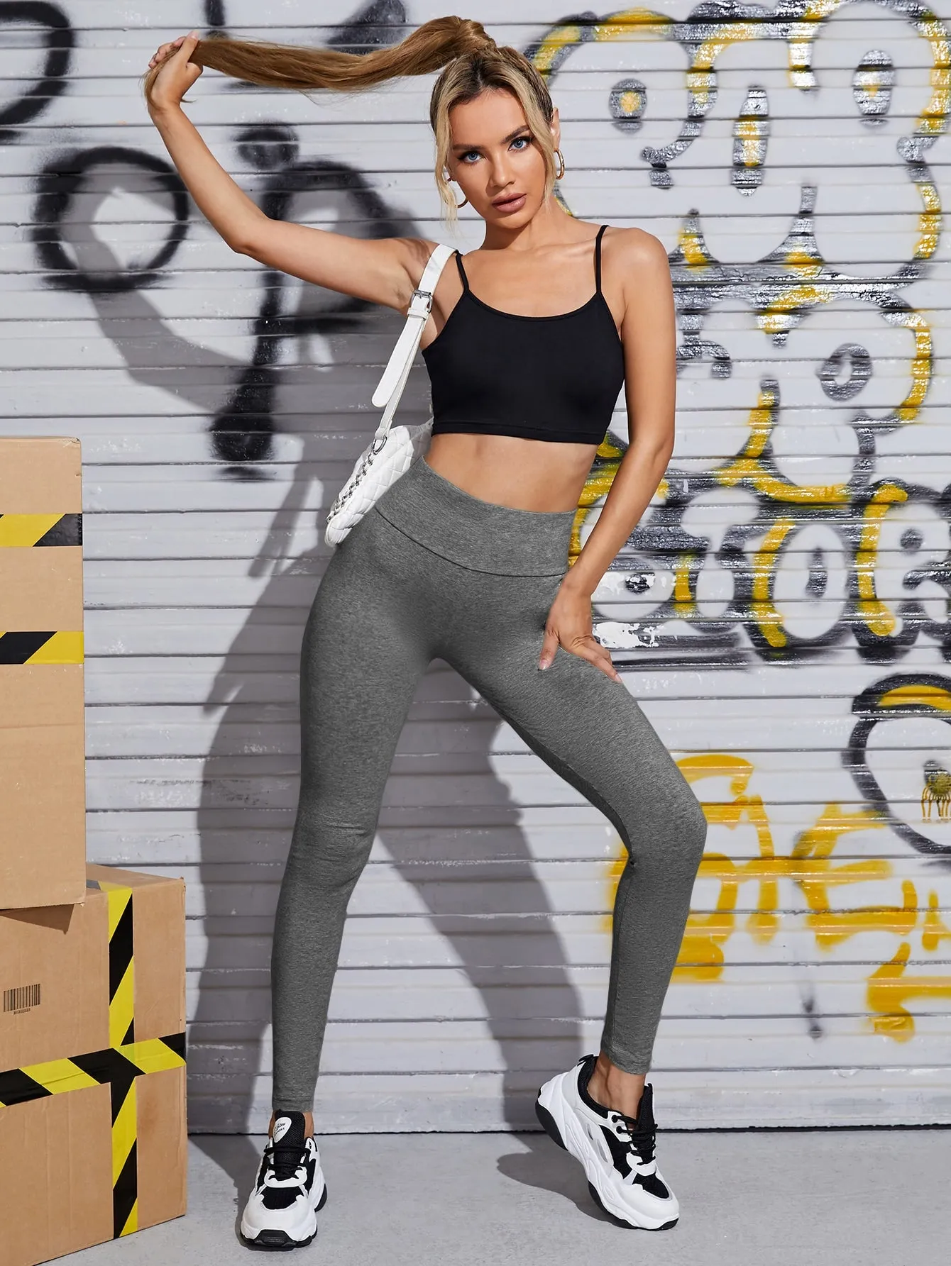 Solid Wide Waistband Leggings