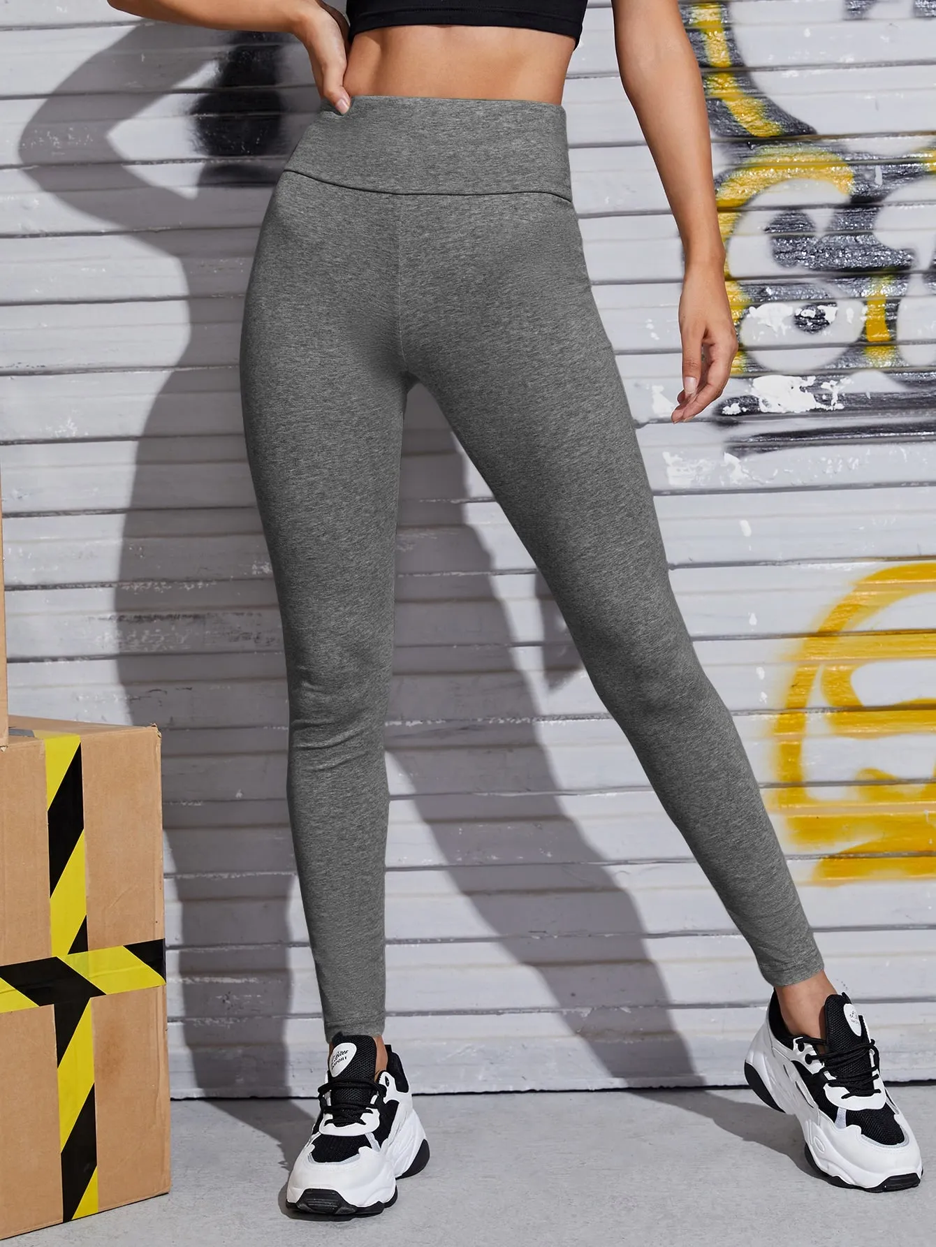 Solid Wide Waistband Leggings
