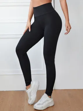 Solid Wide Waistband Leggings