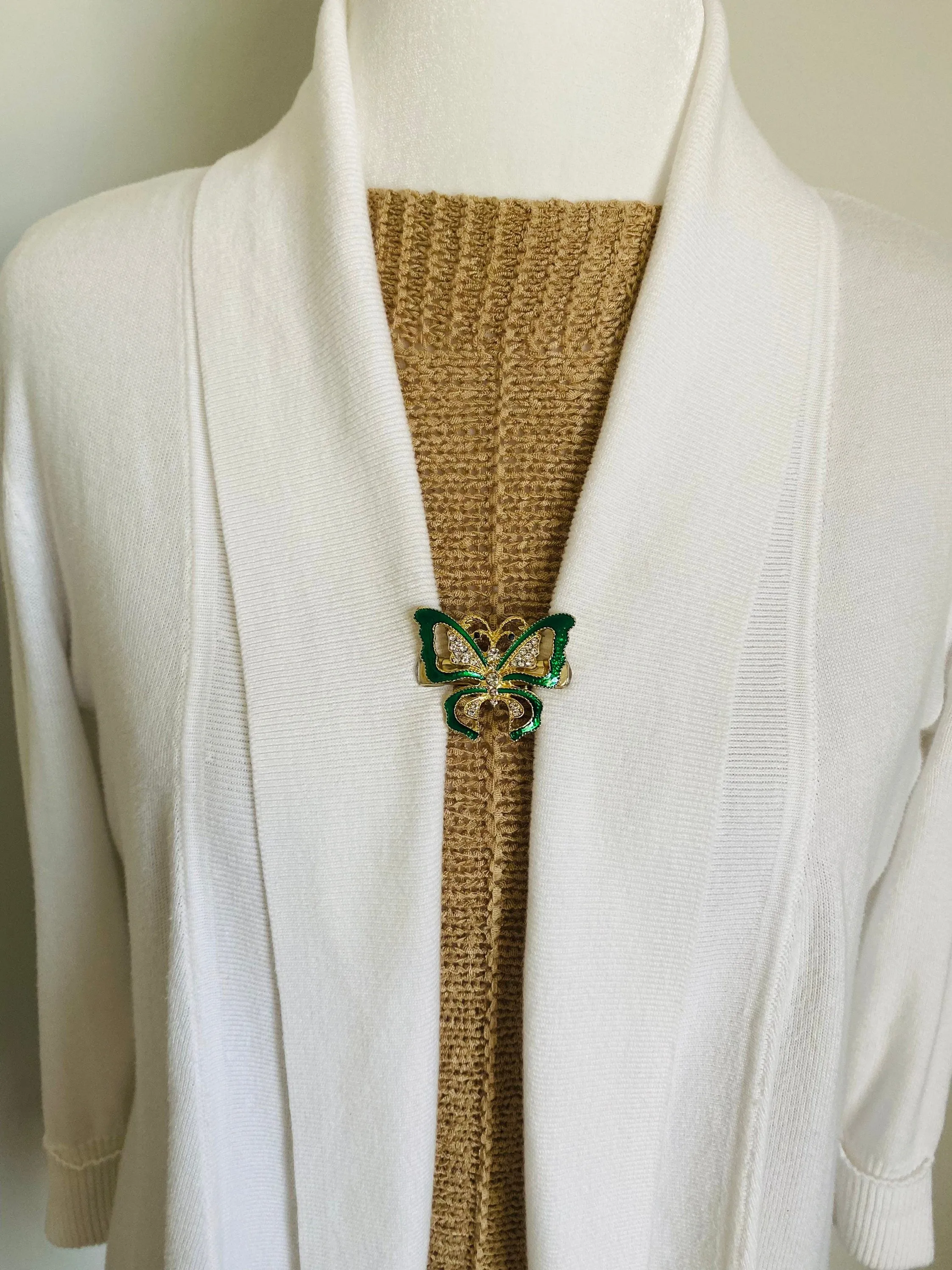 Sweater Clips Rhinestone Butterfly Sweater Clip Cardigan Clasp Vintage Style Jewelry Gift Gifts for Her by Fabulici