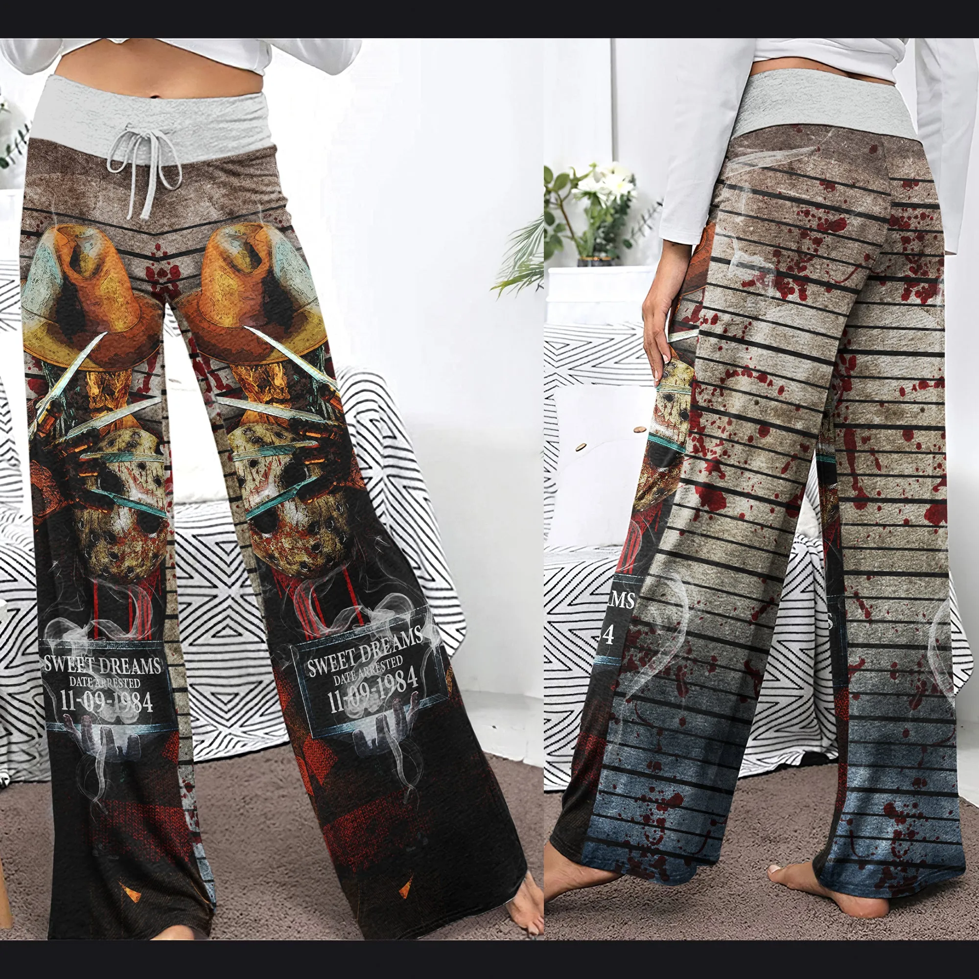 Sweet Dream Horror Theme Women's High-waisted Wide Leg Pants