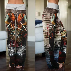 Sweet Dream Horror Theme Women's High-waisted Wide Leg Pants