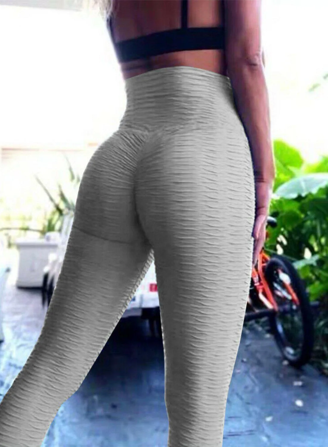 Textured Ruched Lifting Bodycon Yoga Pants
