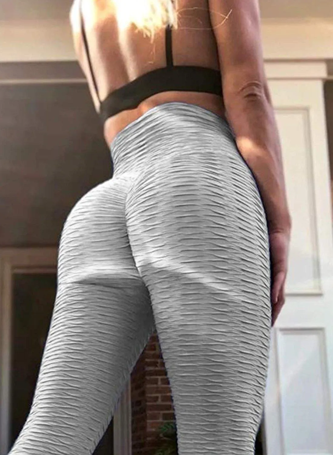 Textured Ruched Lifting Bodycon Yoga Pants