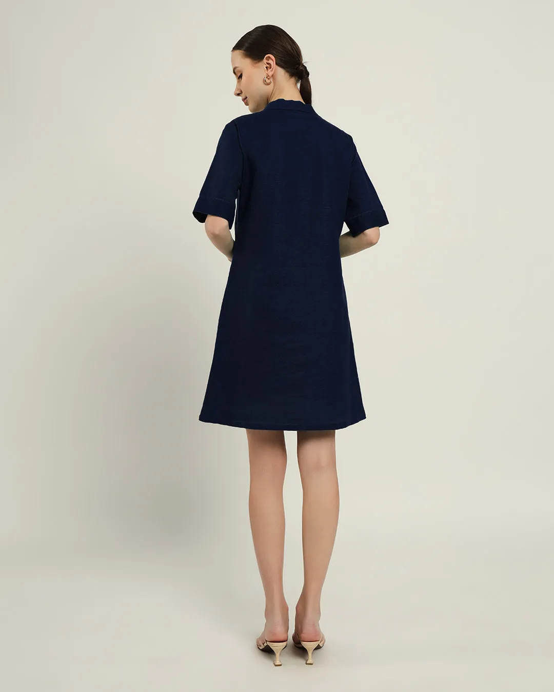 The Ermont Daisy Midnight Blue Linen Dress