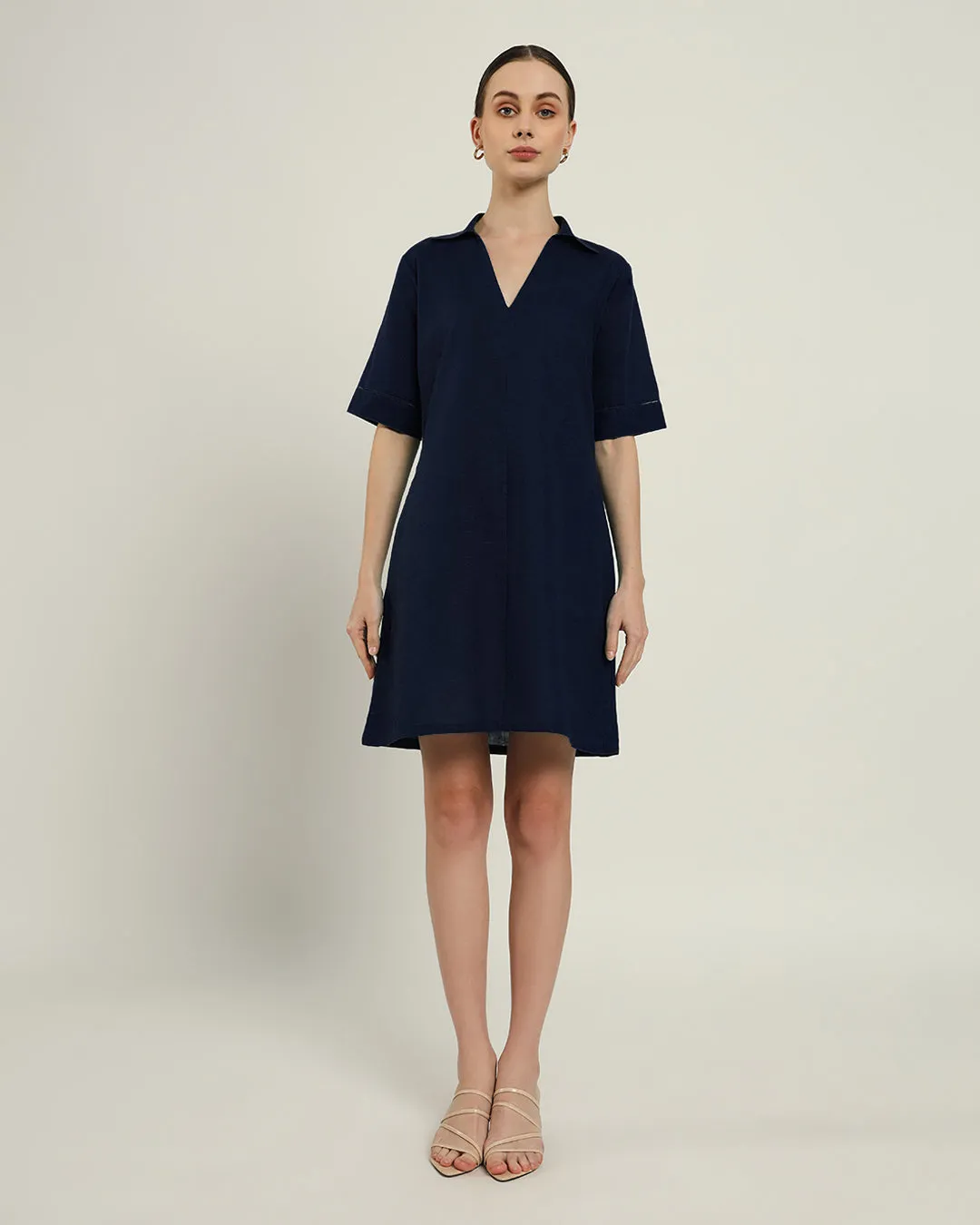 The Ermont Daisy Midnight Blue Linen Dress
