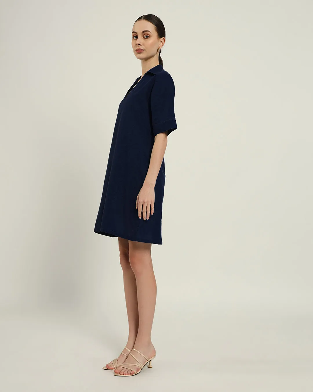The Ermont Daisy Midnight Blue Linen Dress