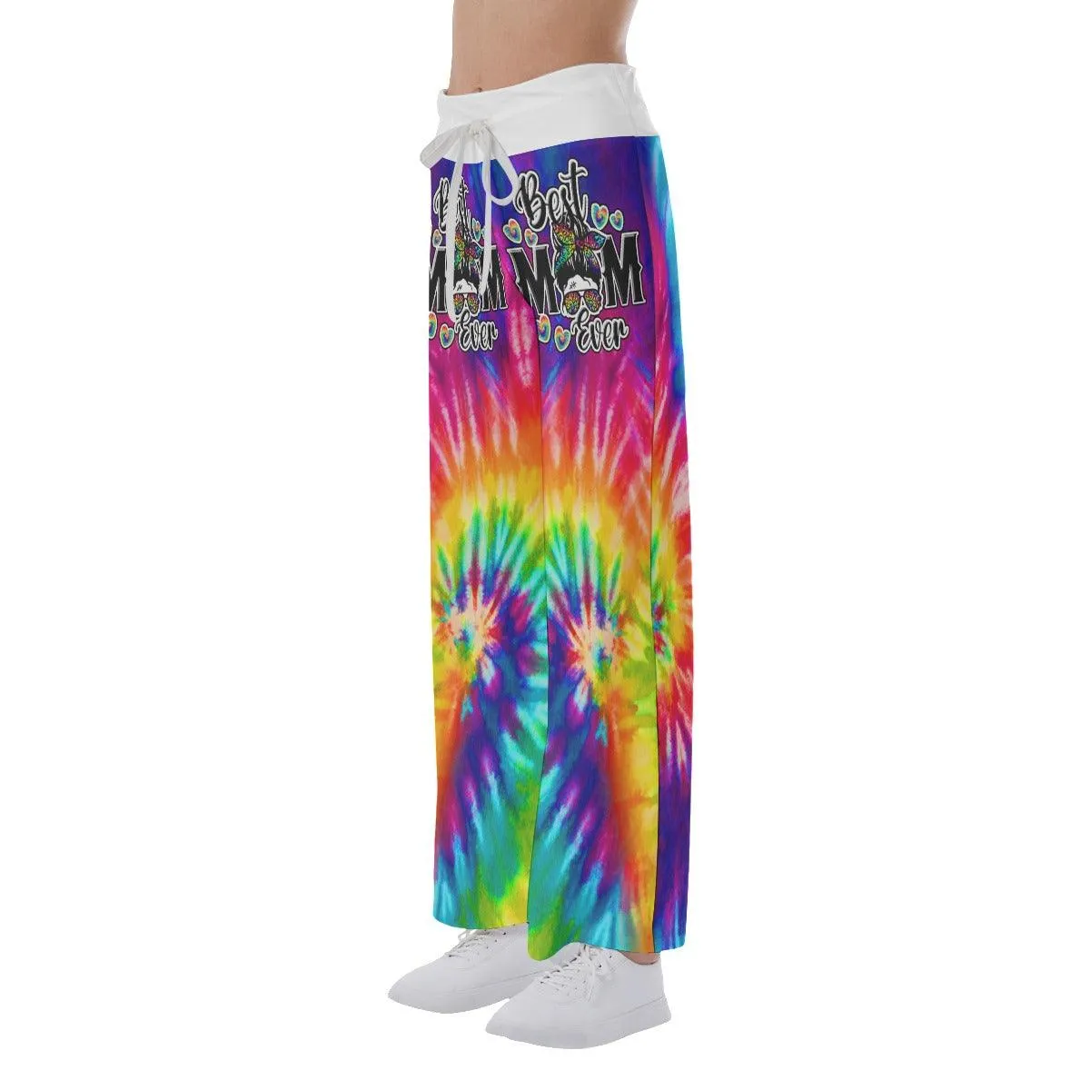 TieDye Skull Mom 3D High-waisted Wide Leg Pants