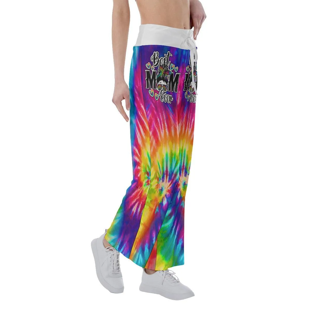 TieDye Skull Mom 3D High-waisted Wide Leg Pants