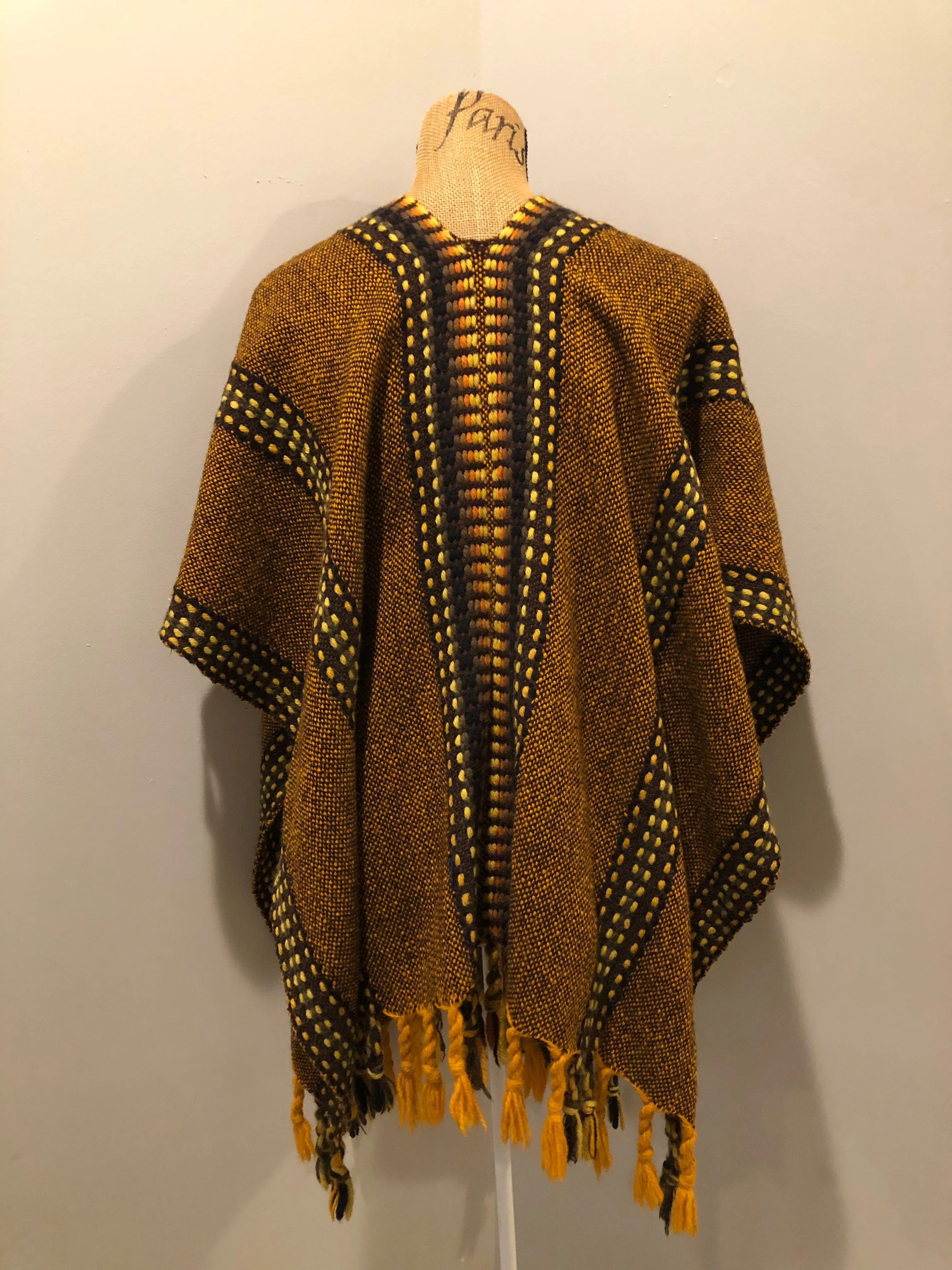 Vintage Multi-Coloured Wool Poncho, SOLD