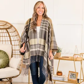 Woolen Whisper Poncho, Gray