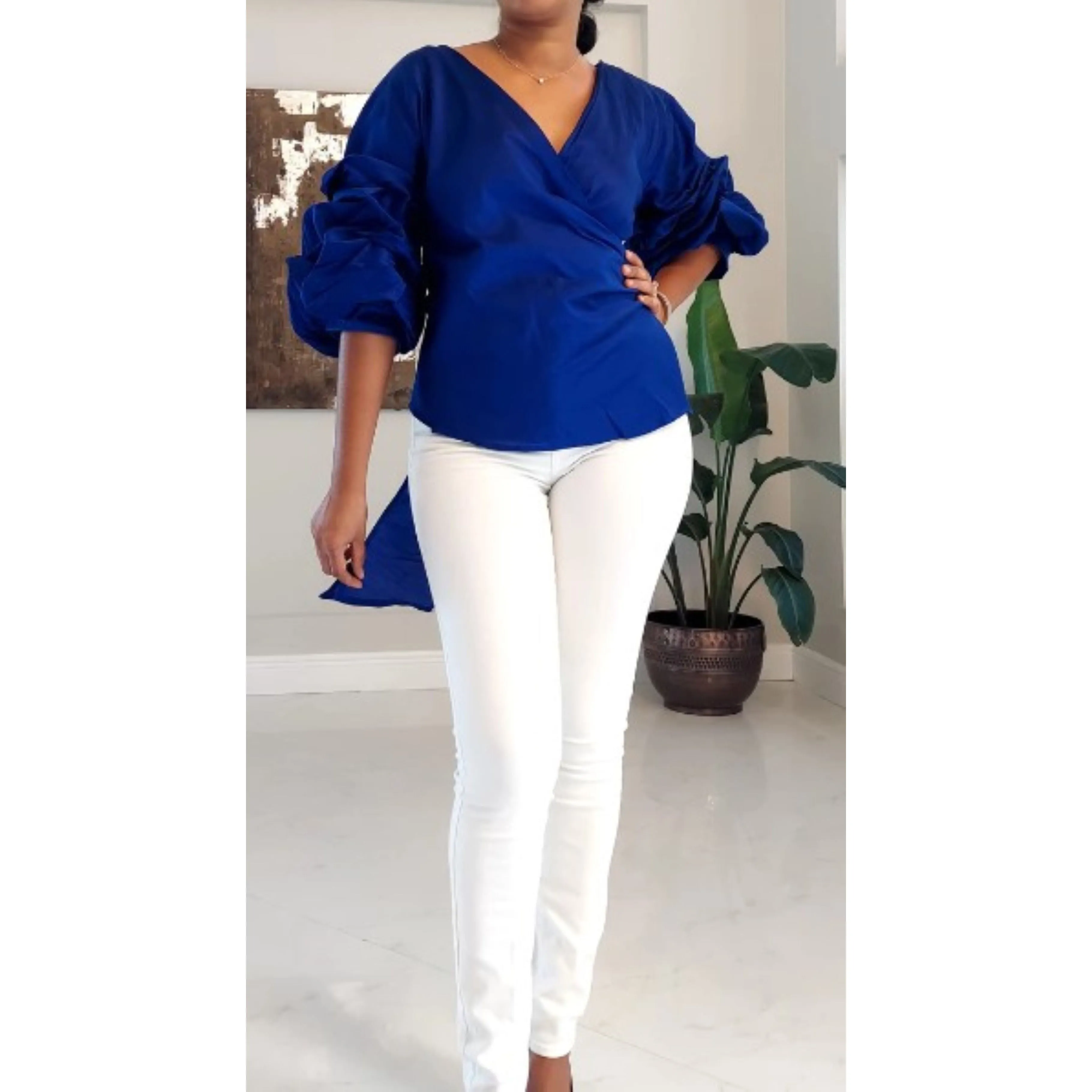 Wrap Blouse Top With Maxi Palazzo / One Size Fits up to 3XL